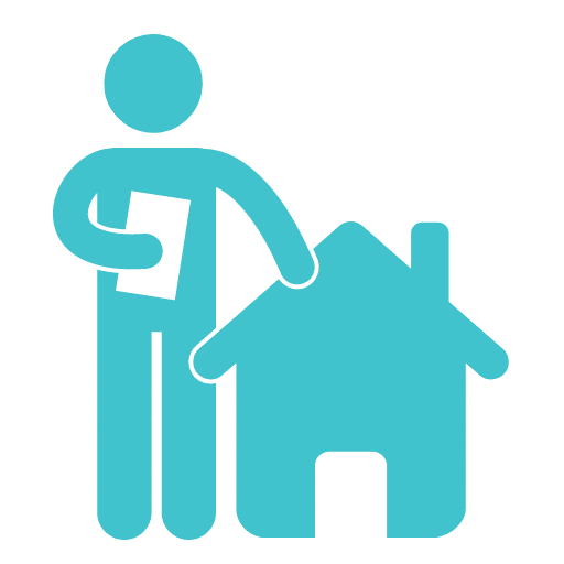 Icon of a person standing beside a house holding a document