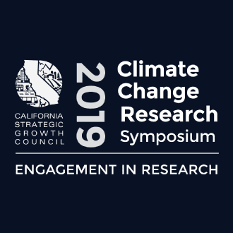 Graphic for the 2019 Climate Change Research Symposium by the California Strategic Growth Council with the theme “Engagement in Research”
